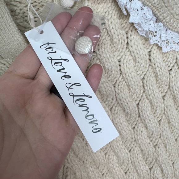 NWT For Love & Lemons Milana Cardigan Sweater Size XL Cable Knit Lace Boho‎ - Picture 12 of 15
